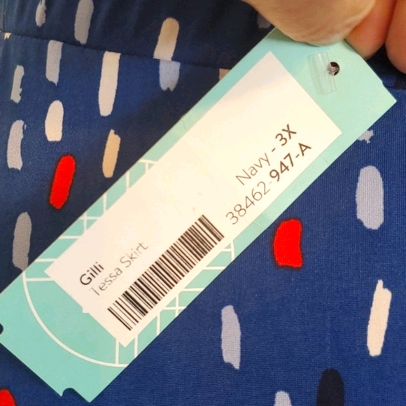 Gilli Tessa Midi Skirt - 3x Blue w/ Red/Wht/Blk - Picture 4 of 6